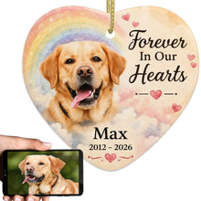 Load image into Gallery viewer, Yellow Labrador Dog Ornament - Forever In Our Hearts Design - Personalized with Name-Christmas Ornament-Christmas,Labrador,Personalize Artwork-1