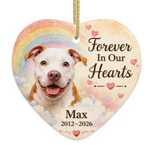 Load image into Gallery viewer, Pit Bull Dog Ornament - Forever In Our Hearts Design - Personalized with Name-Christmas Ornament-Christmas,Personalize Artwork,Pit Bull-4