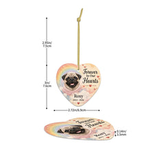 Load image into Gallery viewer, Pug Dog Ornament - Forever In Our Hearts Design - Personalized with Name-Christmas Ornament-Christmas,Personalize Artwork,Pug-5