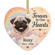 Load image into Gallery viewer, Pug Dog Ornament - Forever In Our Hearts Design - Personalized with Name-Christmas Ornament-Christmas,Personalize Artwork,Pug-4