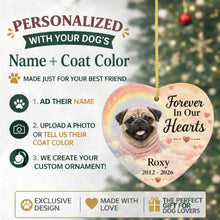 Load image into Gallery viewer, Pug Dog Ornament - Forever In Our Hearts Design - Personalized with Name-Christmas Ornament-Christmas,Personalize Artwork,Pug-2