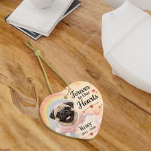 Load image into Gallery viewer, Pug Dog Ornament - Forever In Our Hearts Design - Personalized with Name-Christmas Ornament-Christmas,Personalize Artwork,Pug-7