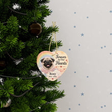 Load image into Gallery viewer, Pug Dog Ornament - Forever In Our Hearts Design - Personalized with Name-Christmas Ornament-Christmas,Personalize Artwork,Pug-3