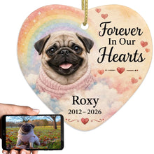 Load image into Gallery viewer, Pug Dog Ornament - Forever In Our Hearts Design - Personalized with Name-Christmas Ornament-Christmas,Personalize Artwork,Pug-1
