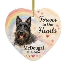 Load image into Gallery viewer, Scottie Dog Ornament - Forever In Our Hearts Design - Personalized with Name-Christmas Ornament-Christmas,Personalize Artwork,Scottish Terrier-4