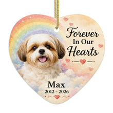 Load image into Gallery viewer, Shih Tzu Dog Ornament - Forever In Our Hearts Design - Personalized with Name-Christmas Ornament-Christmas,Personalize Artwork,Shih Tzu-4