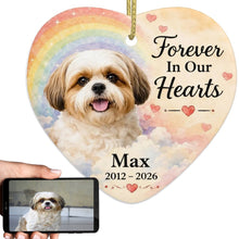Load image into Gallery viewer, Shih Tzu Dog Ornament - Forever In Our Hearts Design - Personalized with Name-Christmas Ornament-Christmas,Personalize Artwork,Shih Tzu-1