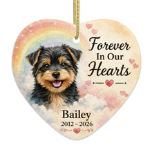 Load image into Gallery viewer, Yorkie Dog Ornament - Forever In Our Hearts Design - Personalized with Name-Christmas Ornament-Christmas,Personalize Artwork,Yorkshire Terrier-6
