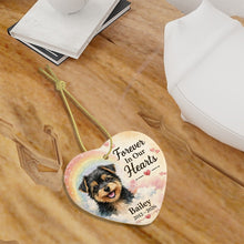 Load image into Gallery viewer, Yorkie Dog Ornament - Forever In Our Hearts Design - Personalized with Name-Christmas Ornament-Christmas,Personalize Artwork,Yorkshire Terrier-3