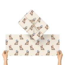 Load image into Gallery viewer, Dachshund Christmas Wrapping Paper - 6 Coat Colors - Watercolor Dachsund Designs - 3 Sheets Bundle-Christmas Ornament-Christmas,Dachshund,Wrapping Paper-Long Haired Chocolate Cream-58"x23"x3pcs-4