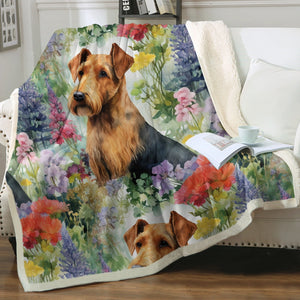 Airedale Terrier in Bloom Soft Warm Fleece Blanket-Blanket-Airedale Terrier, Blankets, Home Decor-14