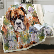 Load image into Gallery viewer, Watercolor Flower Garden Boxer Soft Warm Fleece Blanket-Blanket-Blankets, Boxer, Home Decor-2
