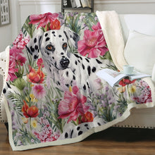 Load image into Gallery viewer, Dalmatian in Bloom Soft Warm Fleece Blanket-Blanket-Blankets, Dalmatian, Home Decor-14