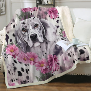 Pink Petals and Dalmatians Love Soft Warm Fleece Blanket-Blanket-Blankets, Dalmatian, Home Decor-14
