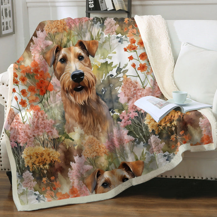 Autumn Garden Airdale Terrier Soft Warm Fleece Blanket-Blanket-Airedale Terrier, Blankets, Home Decor-Small-1