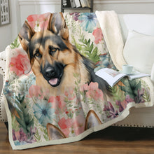 Load image into Gallery viewer, Precious German Shepherd Watercolor Garden Fleece Blanket-Blanket-Blankets, German Shepherd, Home Decor-3