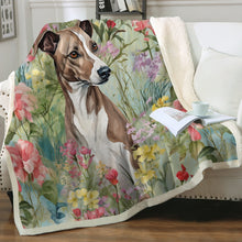 Load image into Gallery viewer, Brindle Greyhound / Whippet in Floral Bloom Fleece Blanket-Blanket-Blankets, Greyhound, Home Decor, Whippet-13