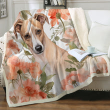 Load image into Gallery viewer, Pastel Meadow Red Fawn Grehound / Whippet Fleece Blanket-Blanket-Blankets, Greyhound, Home Decor, Whippet-2