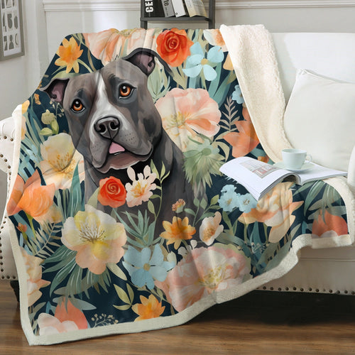 Moonlight Garden Black Pit Bull Soft Warm Fleece Blanket-Blanket-Blankets, Home Decor, Pit Bull-Small-1