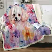 Load image into Gallery viewer, Pastel Watercolor Garden Poodle Soft Warm Fleece Blanket-Blanket-Blankets, Home Decor, Poodle-2