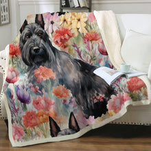 Load image into Gallery viewer, Botanical Beauty Scottish Terrier Soft Warm Fleece Blanket-Blanket-Blankets, Home Decor, Scottish Terrier-2