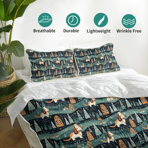 German Shepherd Winter Wonderland Christmas Quilted Blanket or Bedding Set-Bedding-Bedding, Blankets, Christmas, German Shepherd, Home Decor-3