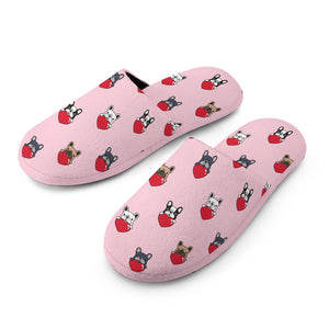 My Biggest Love French Bulldogs Women's Cotton Mop Slippers-Footwear-Accessories, French Bulldog, Slippers-10