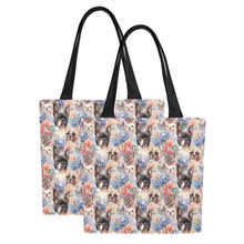 Load image into Gallery viewer, Watercolor Flower Garden French Bulldogs Large Canvas Tote Bags - Set of 2-Accessories-Accessories, Bags, French Bulldog-Set of 2-6