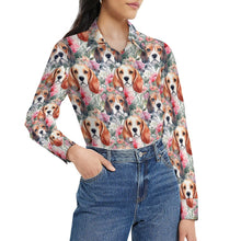 Load image into Gallery viewer, Floral Watercolor Beagle in Blooms Women&#39;s Shirt-Apparel-Apparel, Beagle, Shirt-14