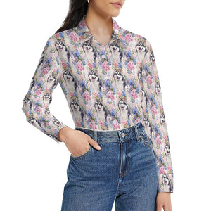 Pastel Flowers and Happy Husky Women's Shirt - 2 Designs-Apparel-Apparel, Shirt, Siberian Husky-9