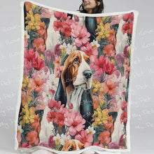 Load image into Gallery viewer, Basset Hound in Bloom Soft Warm Fleece Blanket-Blanket-Basset Hound, Blankets, Home Decor-2