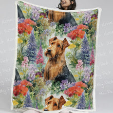 Load image into Gallery viewer, Airedale Terrier in Bloom Soft Warm Fleece Blanket-Blanket-Airedale Terrier, Blankets, Home Decor-13