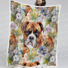 Load image into Gallery viewer, Watercolor Flower Garden Boxer Soft Warm Fleece Blanket-Blanket-Blankets, Boxer, Home Decor-13