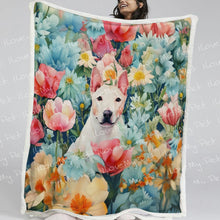 Load image into Gallery viewer, Botanical Beauty White Bull Terrier Fleece Blanket-Blanket-Blankets, Bull Terrier, Home Decor-Small-1