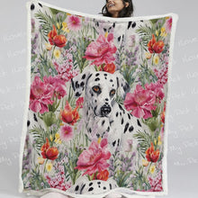 Load image into Gallery viewer, Dalmatian in Bloom Soft Warm Fleece Blanket-Blanket-Blankets, Dalmatian, Home Decor-2
