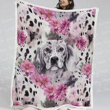 Load image into Gallery viewer, Pink Petals and Dalmatians Love Soft Warm Fleece Blanket-Blanket-Blankets, Dalmatian, Home Decor-2