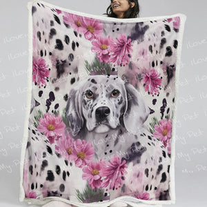 Pink Petals and Dalmatians Love Soft Warm Fleece Blanket-Blanket-Blankets, Dalmatian, Home Decor-2