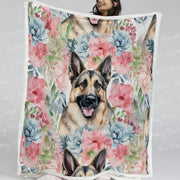 Watercolor Flower Garden German Shepherd Fleece Blanket-Blanket-Blankets, German Shepherd, Home Decor-13
