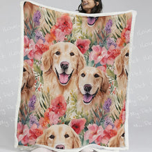 Load image into Gallery viewer, Golden Retriever Mom and Baby Bloom Soft Warm Fleece Blanket-Blanket-Blankets, Golden Retriever, Home Decor-Small-1