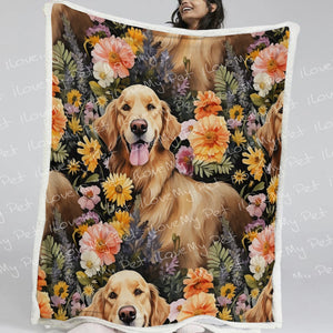 Moonlight Garden Golden Retriever Soft Warm Fleece Blanket-Blanket-Blankets, Golden Retriever, Home Decor-2