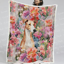 Load image into Gallery viewer, Botanical Beauty Red and White Greyhound / Whippet Fleece Blanket-Blanket-Blankets, Greyhound, Home Decor, Whippet-2