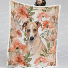 Load image into Gallery viewer, Pastel Meadow Red Fawn Grehound / Whippet Fleece Blanket-Blanket-Blankets, Greyhound, Home Decor, Whippet-Small-1