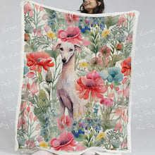 Load image into Gallery viewer, Watercolor Garden Fawn Greyhound / Whippet Fleece Blanket-Blanket-Blankets, Greyhound, Home Decor, Whippet-Small-1