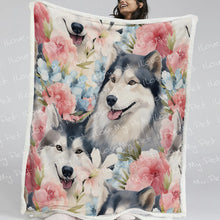 Load image into Gallery viewer, Precious Painted Husky Mom and Baby Fleece Blanket-Blanket-Blankets, Home Decor, Siberian Husky-13