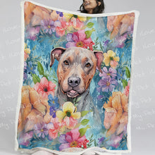 Load image into Gallery viewer, Floral Cascade Red Brindle Pit Bull Soft Warm Fleece Blanket-Blanket-Blankets, Home Decor, Pit Bull-14