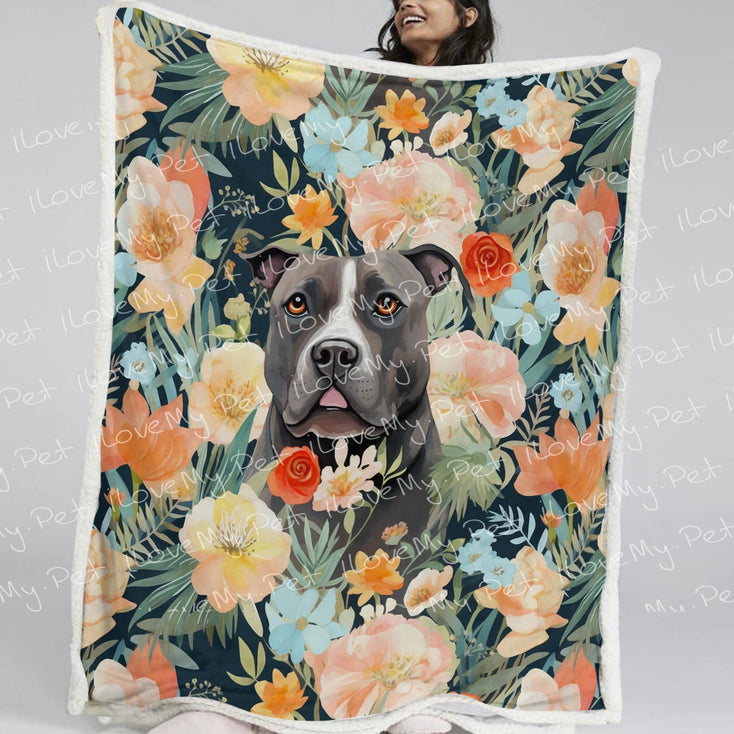 Moonlight Garden Black Pit Bull Soft Warm Fleece Blanket-Blanket-Blankets, Home Decor, Pit Bull-2