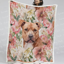 Load image into Gallery viewer, Watercolor Garden Red Pit Bull Soft Warm Fleece Blanket-Blanket-Blankets, Home Decor, Pit Bull-2