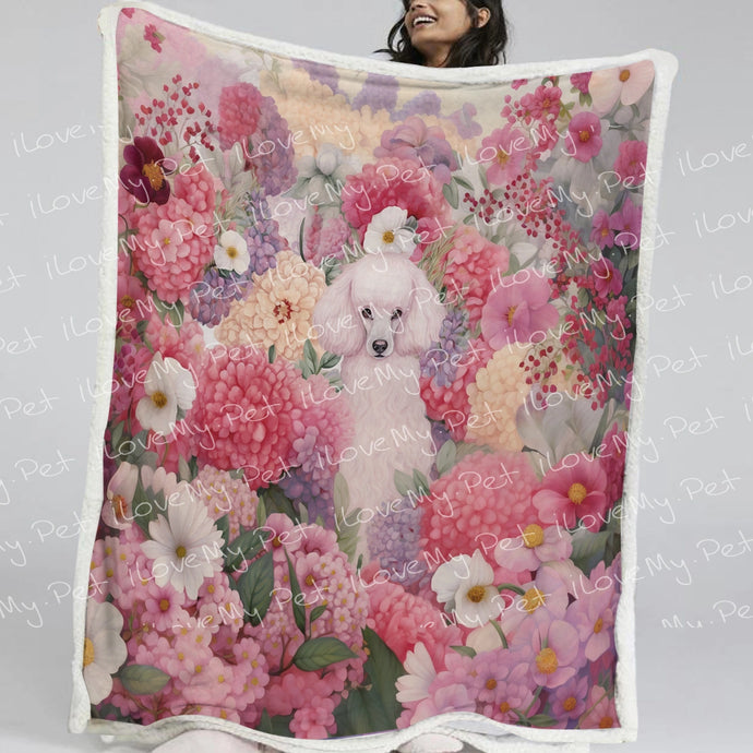 Pink Petals and Poodle Love Soft Warm Fleece Blanket-Blanket-Blankets, Home Decor, Poodle-Small-1