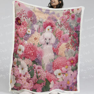 Pink Petals and Poodle Love Soft Warm Fleece Blanket-Blanket-Blankets, Home Decor, Poodle-13