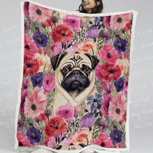 Load image into Gallery viewer, Botanical Beauty Pug Soft Warm Fleece Blanket-Blanket-Blankets, Home Decor, Pug-3